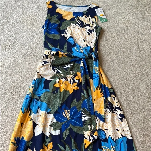 NEW Lands' End Women's Cotton Modal Sleeveless Tie Waist Maxi Dress - Picture 9 of 13